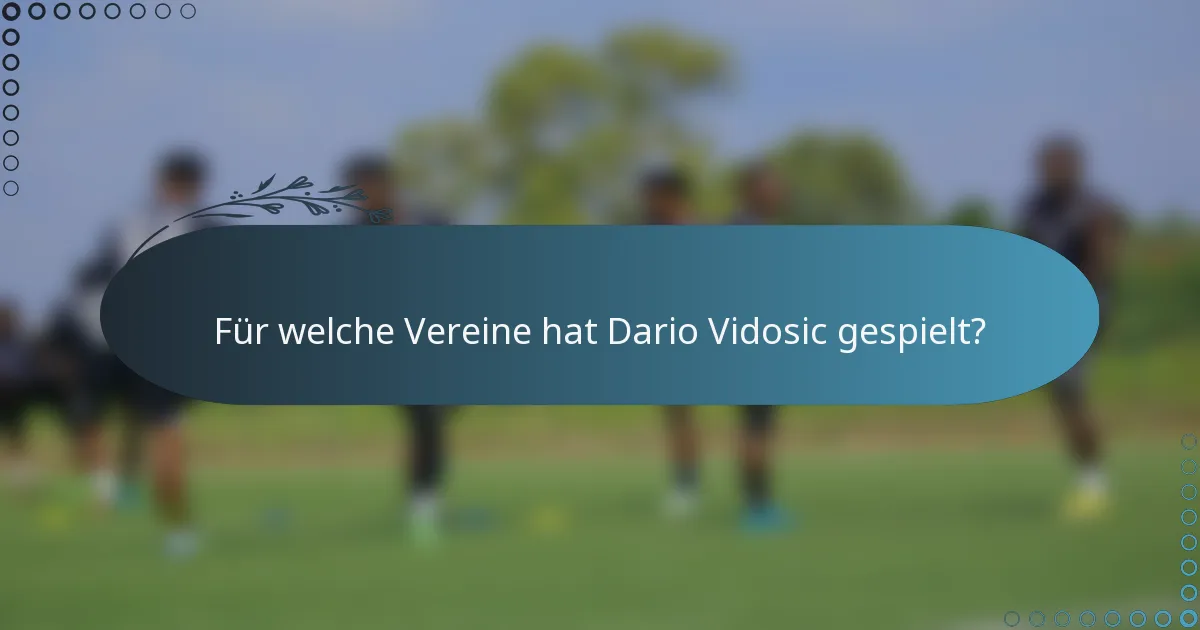 Für welche Vereine hat Dario Vidosic gespielt?