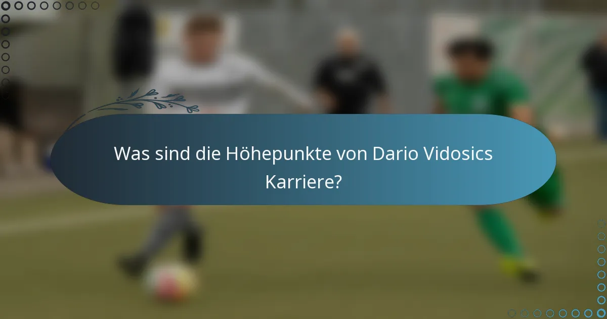 Was sind die Höhepunkte von Dario Vidosics Karriere?