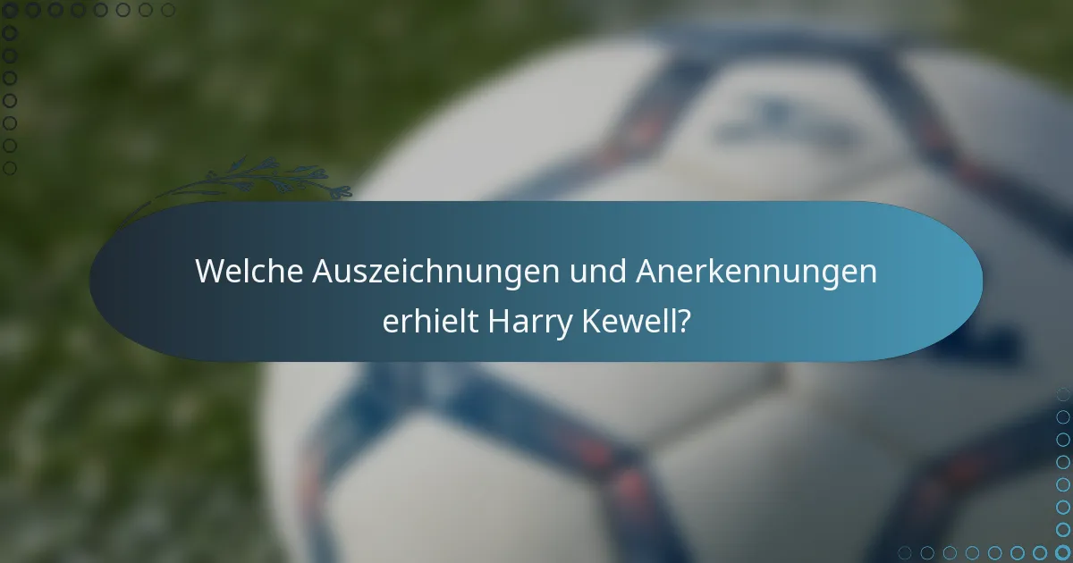 Welche Auszeichnungen und Anerkennungen erhielt Harry Kewell?