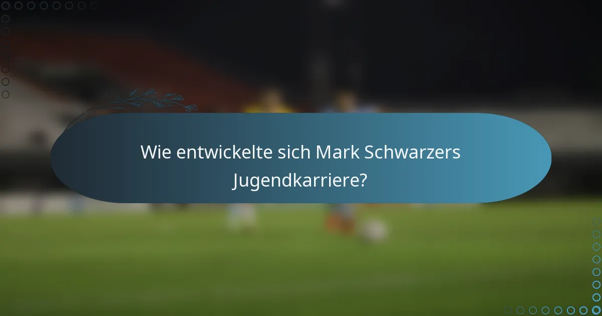 Wie entwickelte sich Mark Schwarzers Jugendkarriere?